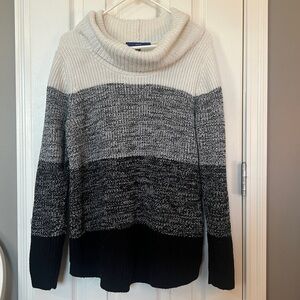 Apt. 9 Black, Gray, and Cream Cowl Neck Sweater